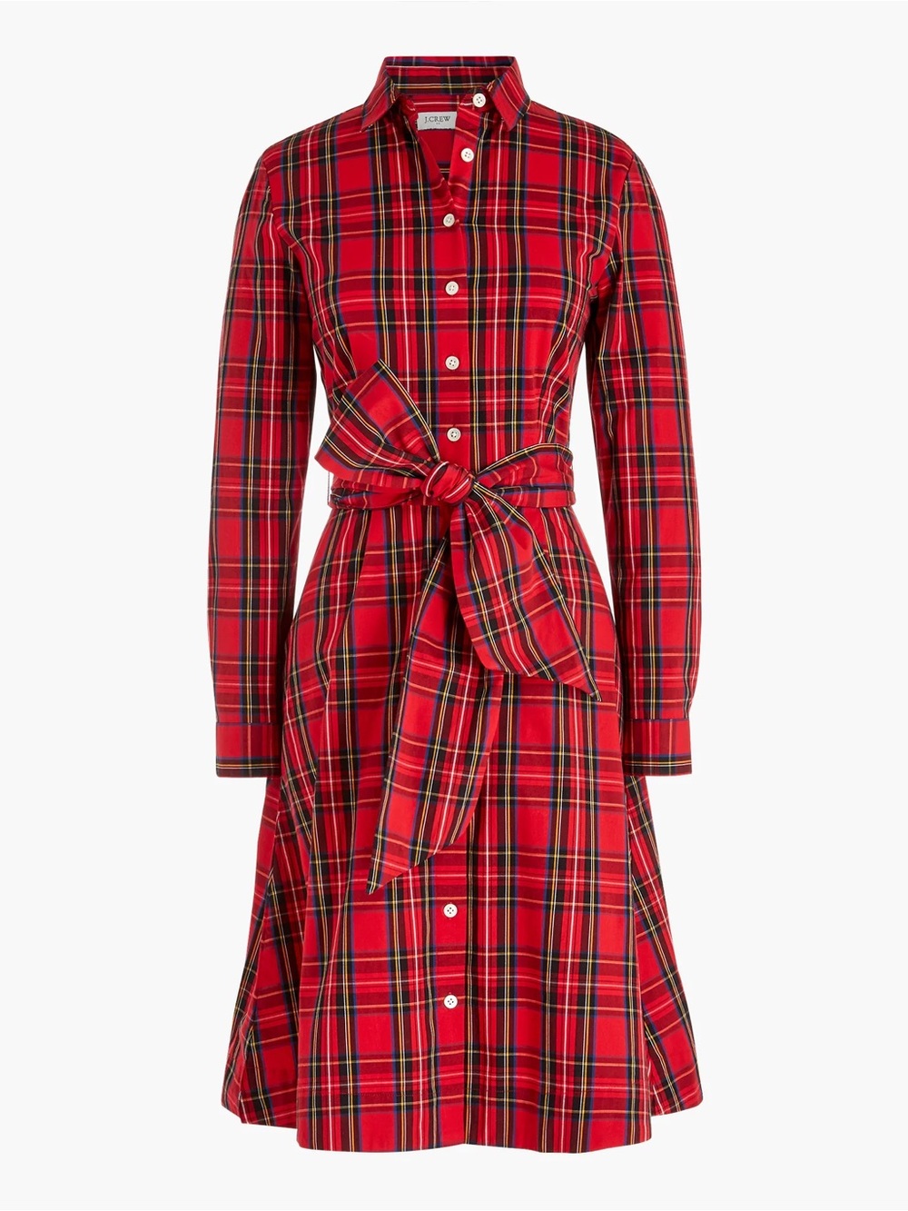 J. Crew Plaid Button-Front Tie-Waist Shirtdress - Size 14